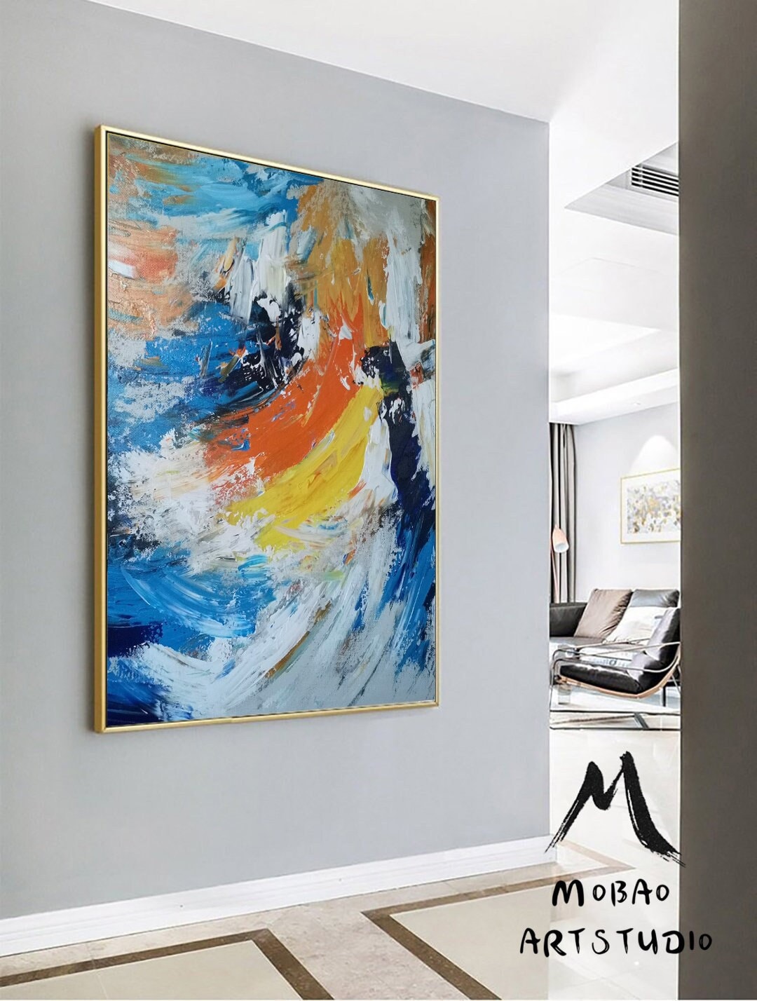 Original Abstract Painting, Large Wall Art Abstract Painting,Extra Large Wall Art Textured Painting Original Sea Painting,Abstract Painting