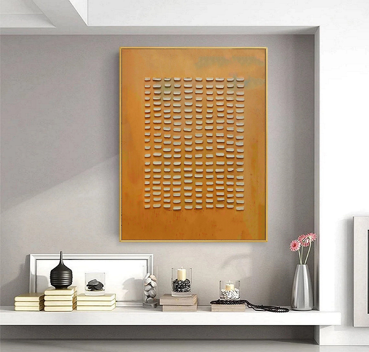 Orange Abstract Art Boho Wall Art Painting Orange Minimalist Painting Wabi Sabi Art Orange Wall Art 3D Texture Painting Beige Wall Art