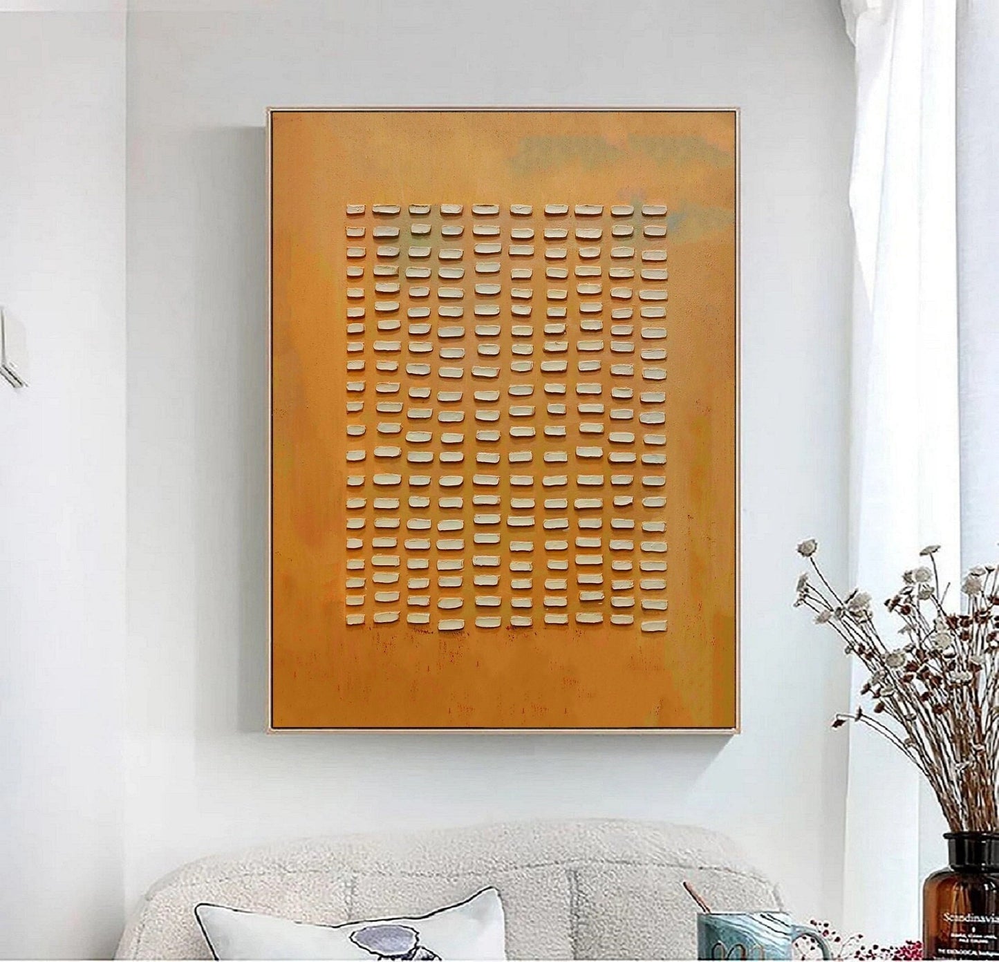 Orange Abstract Art Boho Wall Art Painting Orange Minimalist Painting Wabi Sabi Art Orange Wall Art 3D Texture Painting Beige Wall Art