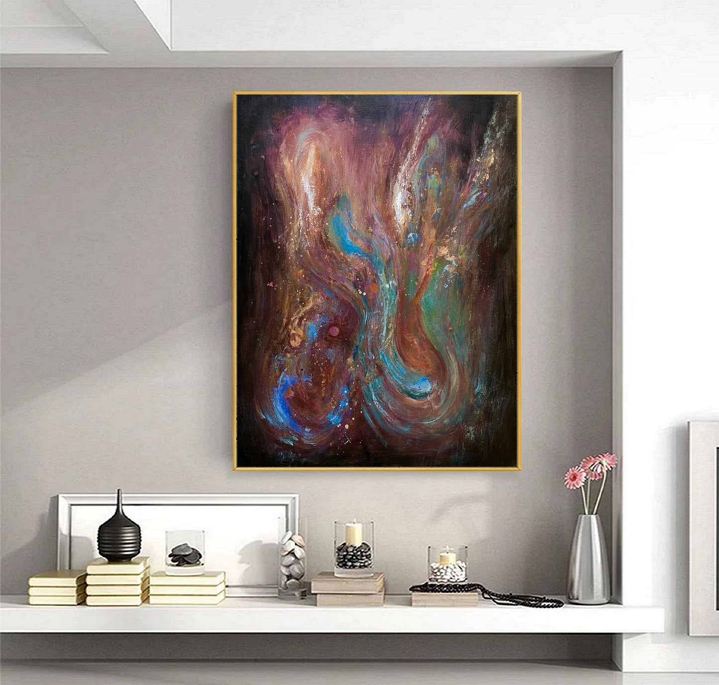 Original Abstract Painting Purple Abstract Painting Green Abstract Painting Blue Abstract Painting High Quality Oil Painting:Soul