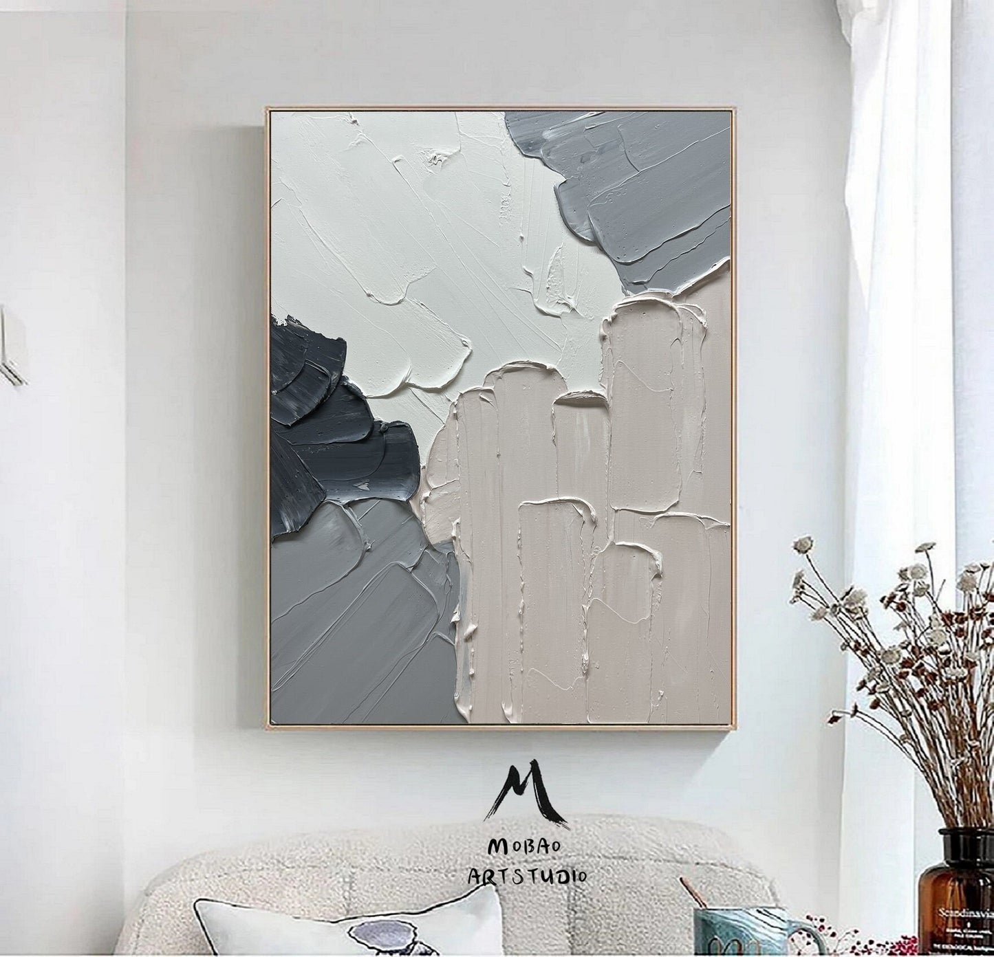 Beige Minimalist Texture Art Neutral Textured Painting Original White Abstract Painting 3D Texture Art Large Abstract Canvas Art Neutral Art