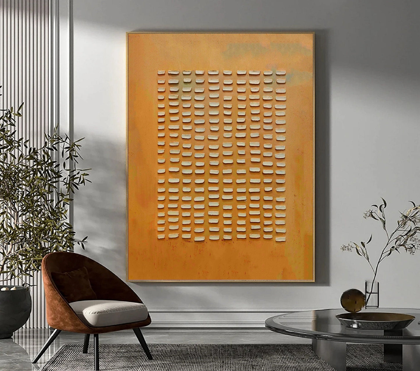 Orange Abstract Art Boho Wall Art Painting Orange Minimalist Painting Wabi Sabi Art Orange Wall Art 3D Texture Painting Beige Wall Art