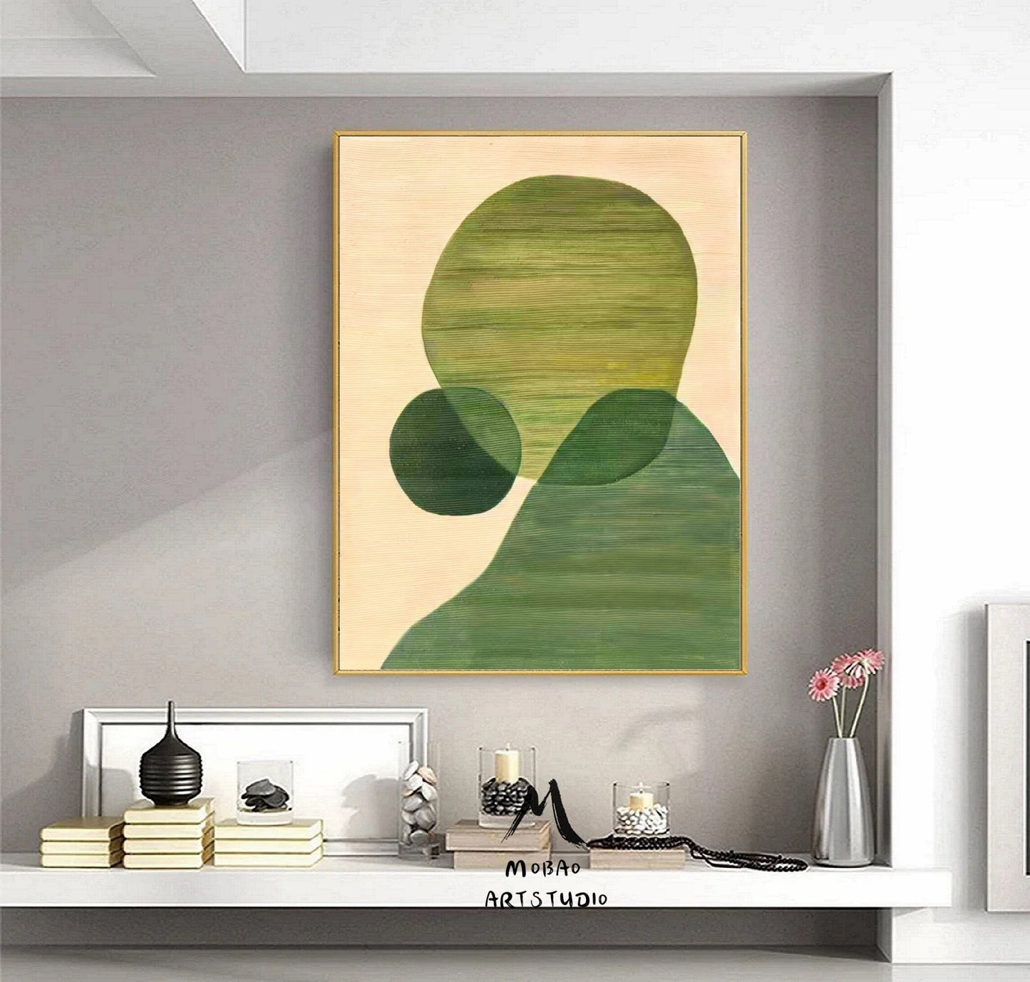Wabi Sabi Wall Art Green Boho Wall Art Minimalist Textured Painting Green Minimailist Art Green Abstract Geometric Art Large Modern Wall Art