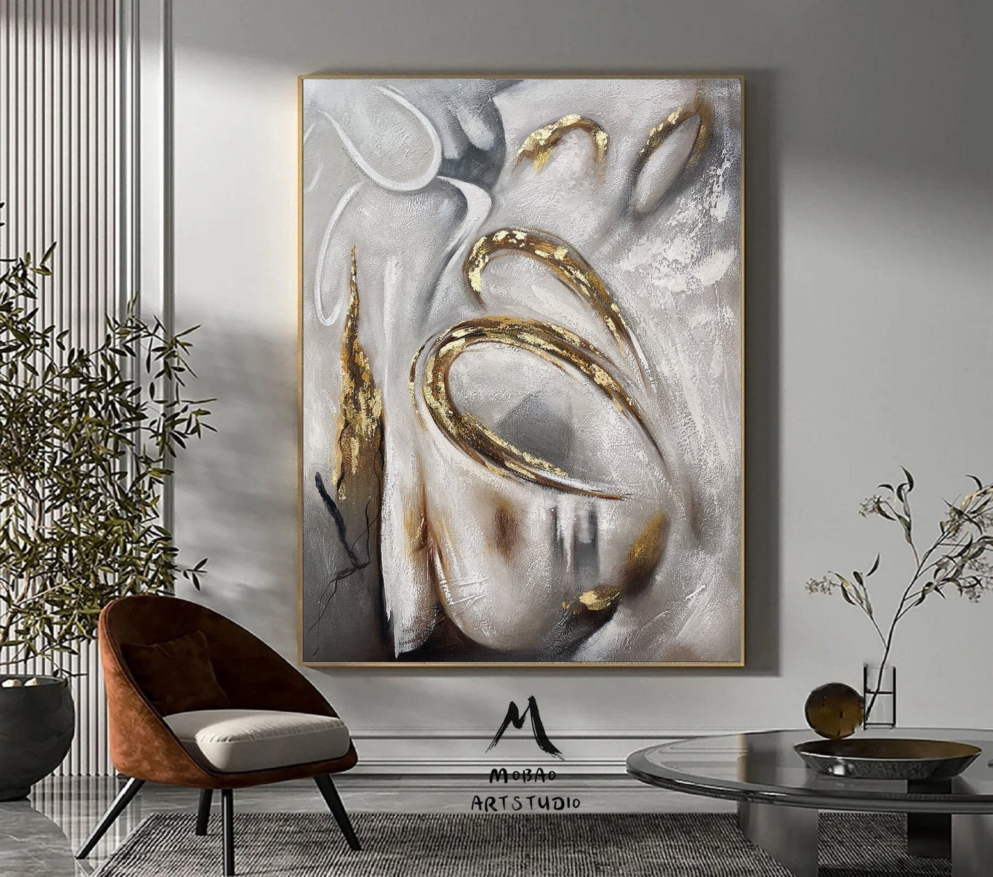 Large Gold Abstract Art Boho Wall Art Gray Minimalist Art Gold Abstract Painting Extra Large Wall Art Gray Art Painting Living Room Wall Art