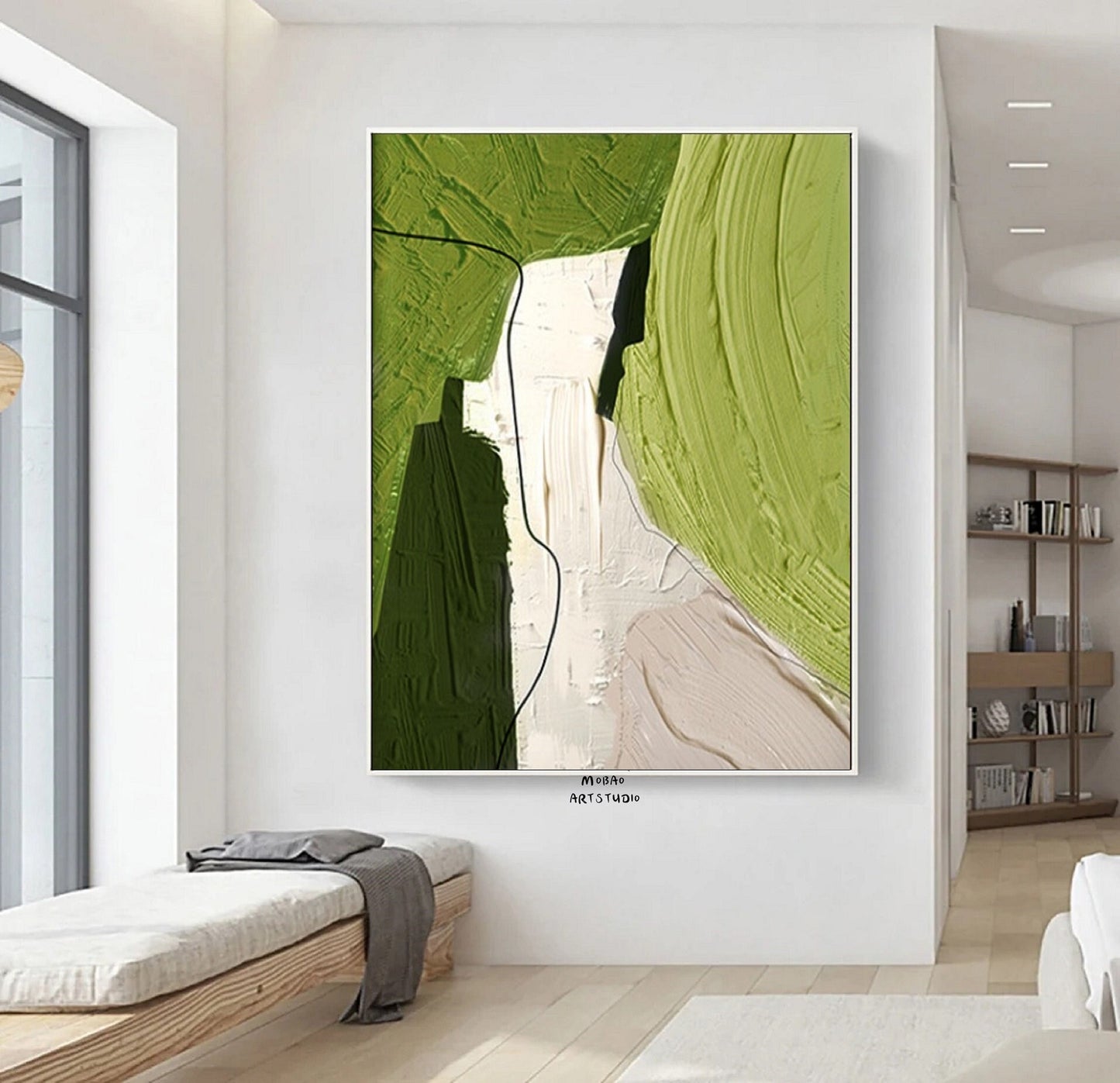 Green Minimalist Painting Green Texture Art Boho Wall Art Beige Texture Art Green Minimalist Canvas Art Wabi Sabi Wall Art Green Wall Art