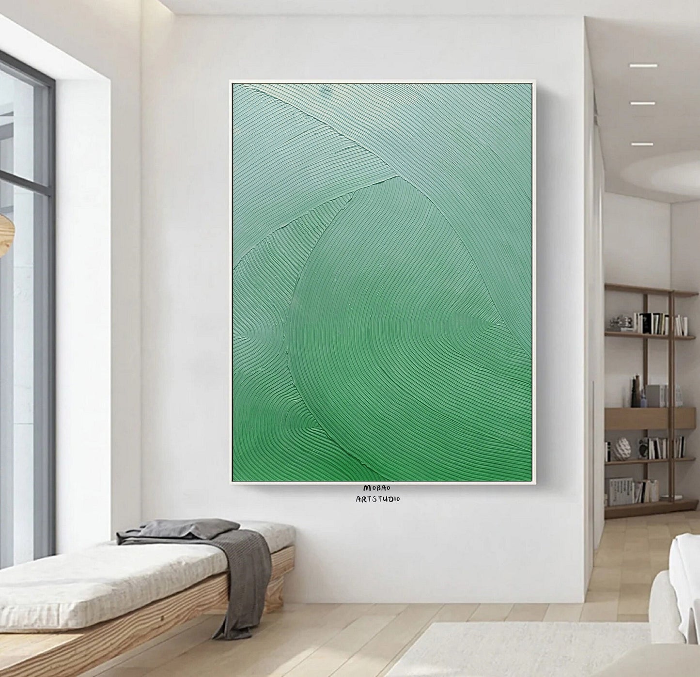 Green Abstract Painting Wabi Sabi Wall Art Green Minimalist Art Boho Wall Art Green Minimalist Painting Green Wall Art Green Canvas Painting