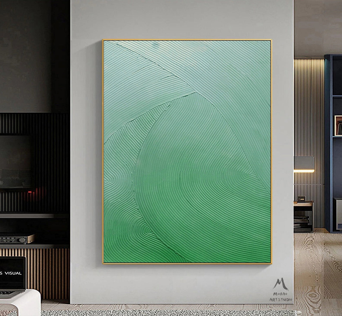 Green Abstract Painting Wabi Sabi Wall Art Green Minimalist Art Boho Wall Art Green Minimalist Painting Green Wall Art Green Canvas Painting