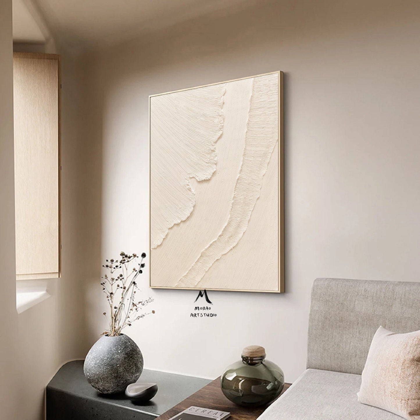 Beige Textured Art Boho Wall Art Beige Minimalist Art Wabi Sabi Wall Art Beige Abstract Painting on Canvas Beige Wall Art Contemporary Art