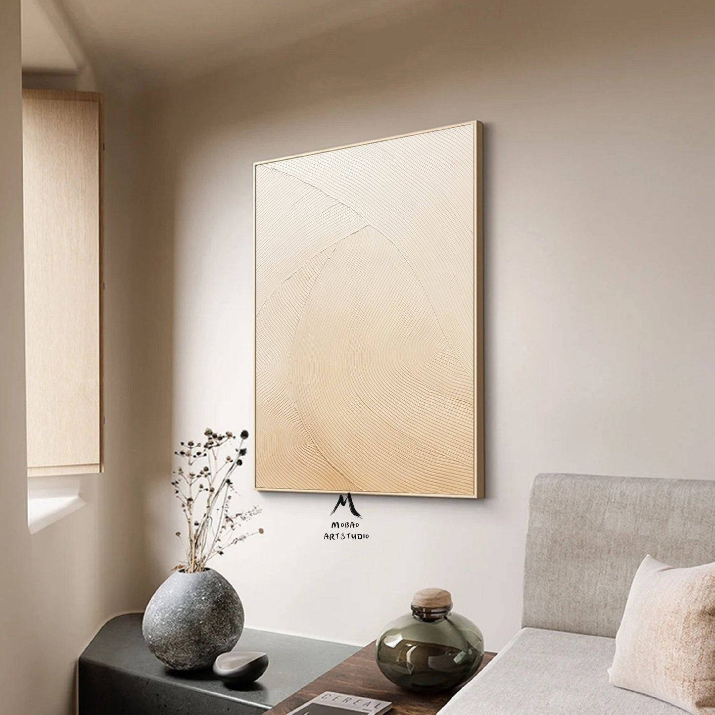 Beige Minimalist Art Boho Wall Art Wabi Sabi Wall Art Beige Abstract Painting on Canvas Beige Textured Art Beige Wall Art Contemporary Art