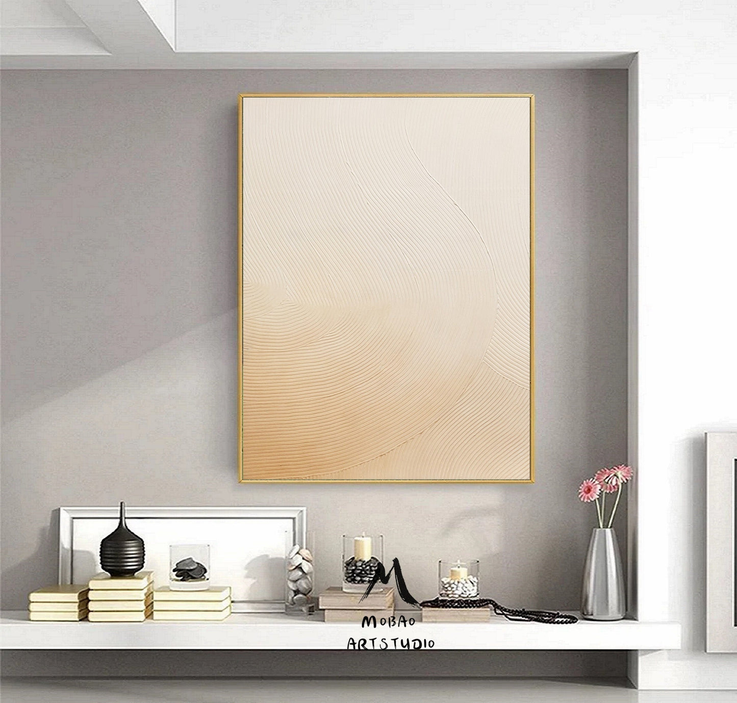 Beige Abstract Painting Beige Minimalist Art Painting Boho Wall Art Wabi Sabi Wall Art Beige Textured Art Beige Wall Art Contemporary Art