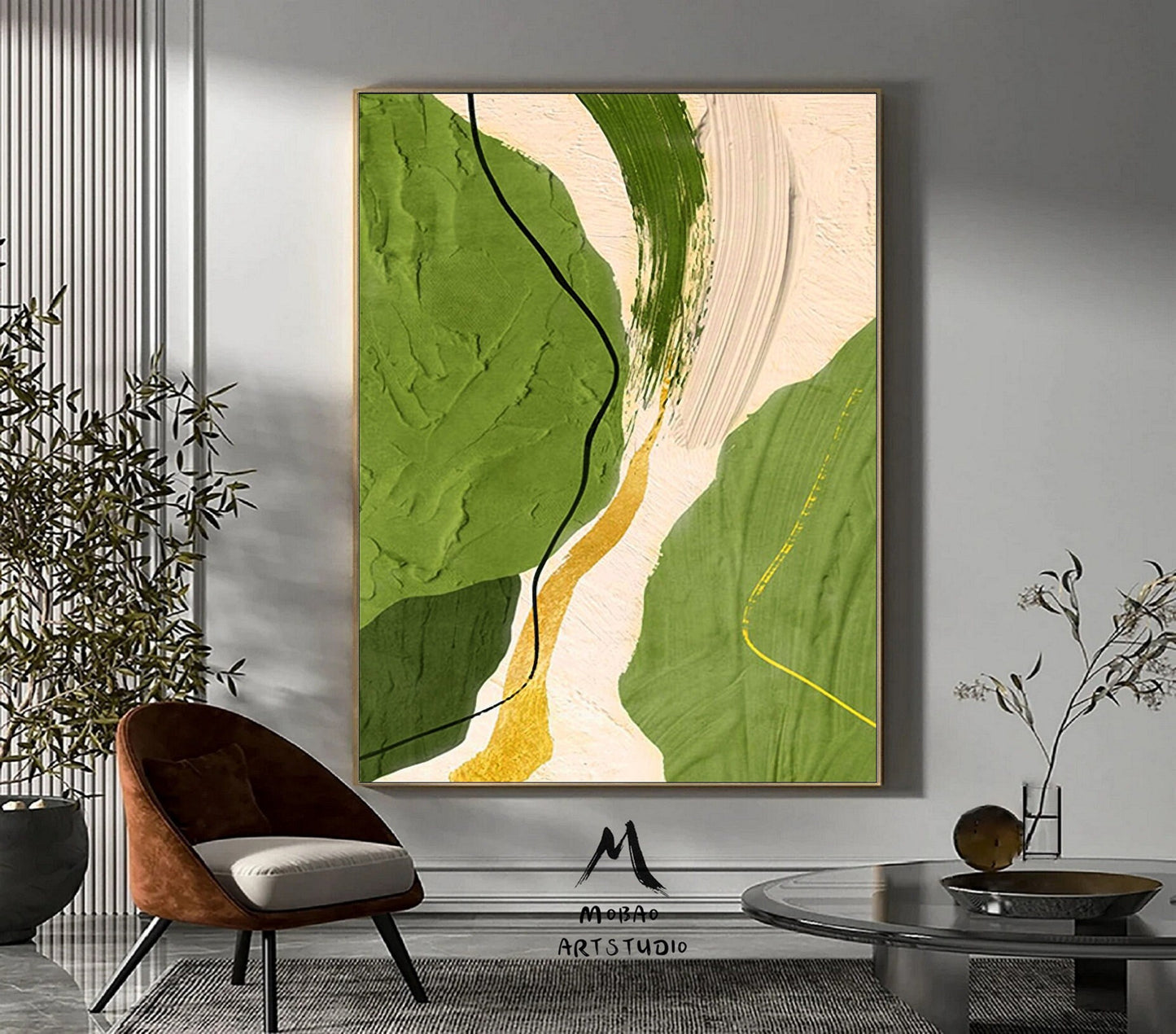 Green Abstract Painting Beige Painting Boho Wall Art Green Minimalist Canvas Art Wabi Sabi Wall Art Beige Minimalist Painting Green Wall Art