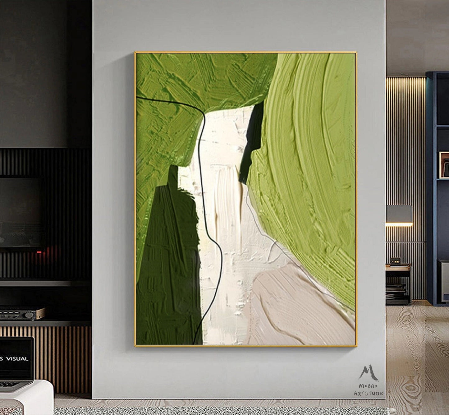 Green Minimalist Painting Green Texture Art Boho Wall Art Beige Texture Art Green Minimalist Canvas Art Wabi Sabi Wall Art Green Wall Art
