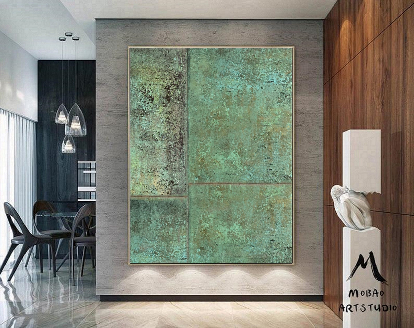 Large Green Abstract Painting Green Minimalism Painting Green Wall Art Green Canvas Art Painting Green Abstract Art Green Canvas Wall Art