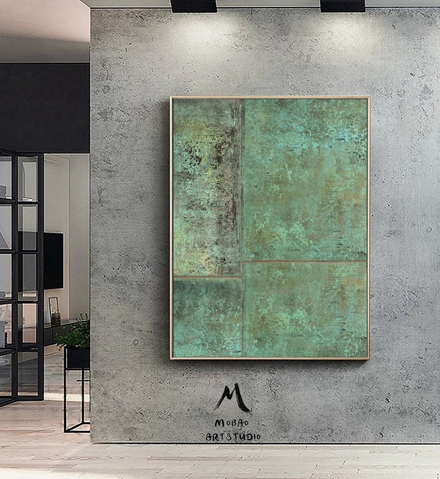 Large Green Abstract Painting Green Minimalism Painting Green Wall Art Green Canvas Art Painting Green Abstract Art Green Canvas Wall Art