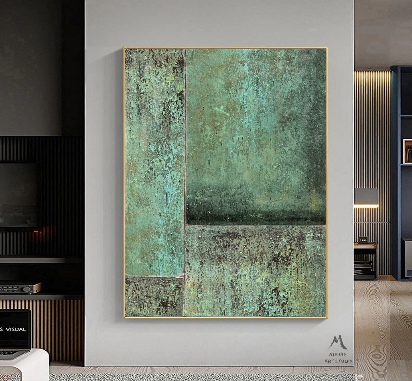 Green Minimalism Painting Green Wall Art Green Abstract Art Large Green Abstract Painting Green Canvas Art Painting Green Canvas Wall Art