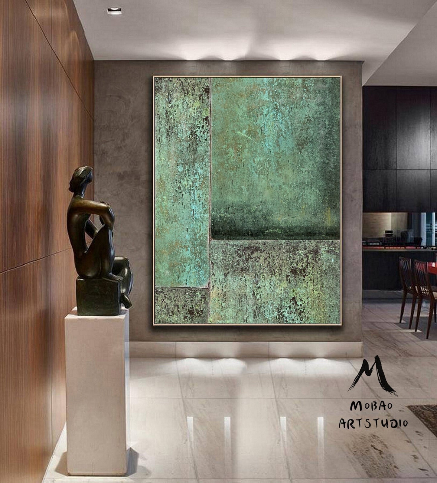 Green Minimalism Painting Green Wall Art Green Abstract Art Large Green Abstract Painting Green Canvas Art Painting Green Canvas Wall Art