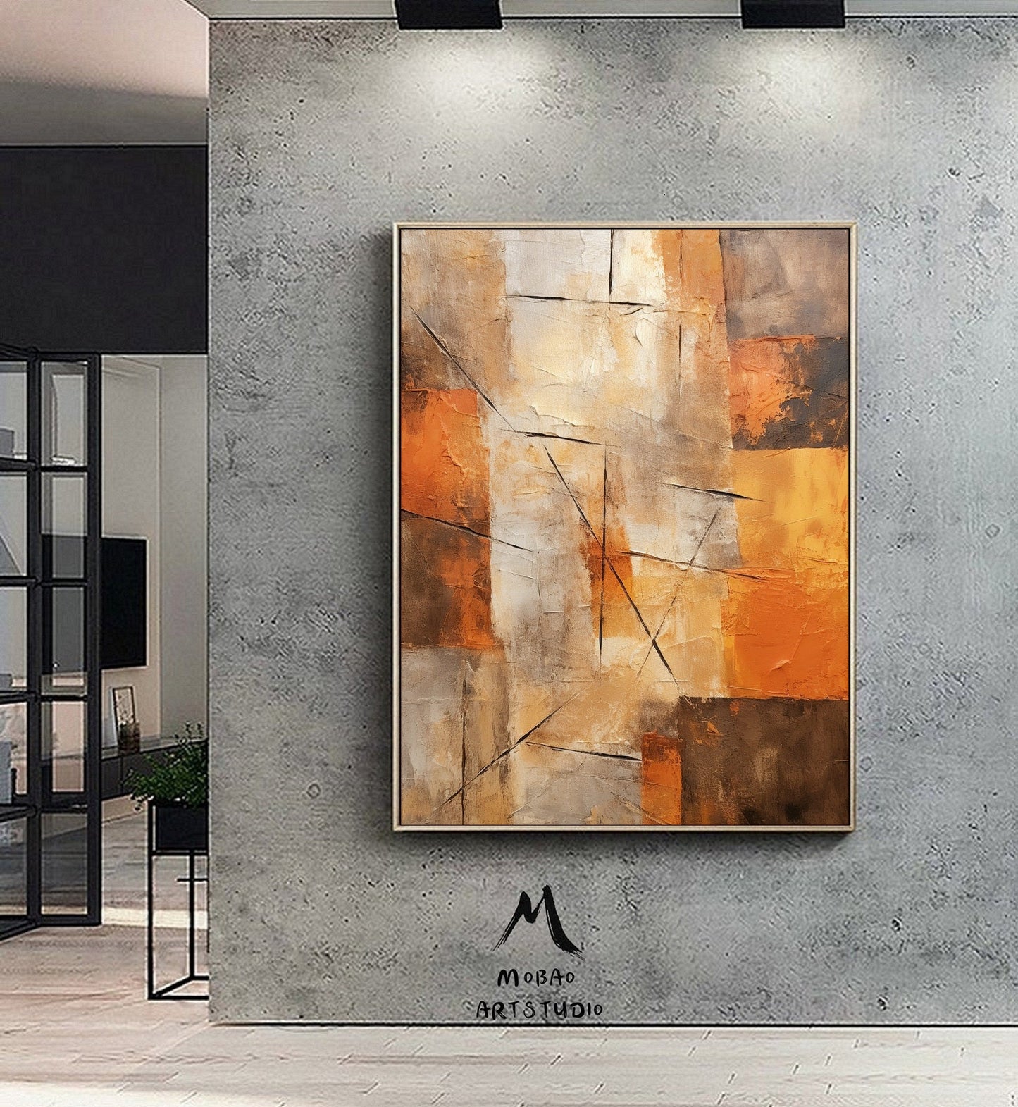 Orange Abstract Art Orange 3D Texture Art Beige Minimalist Art Beige Wall Art Orange Abstract Painting Orange Wall Art Modern Wall Art