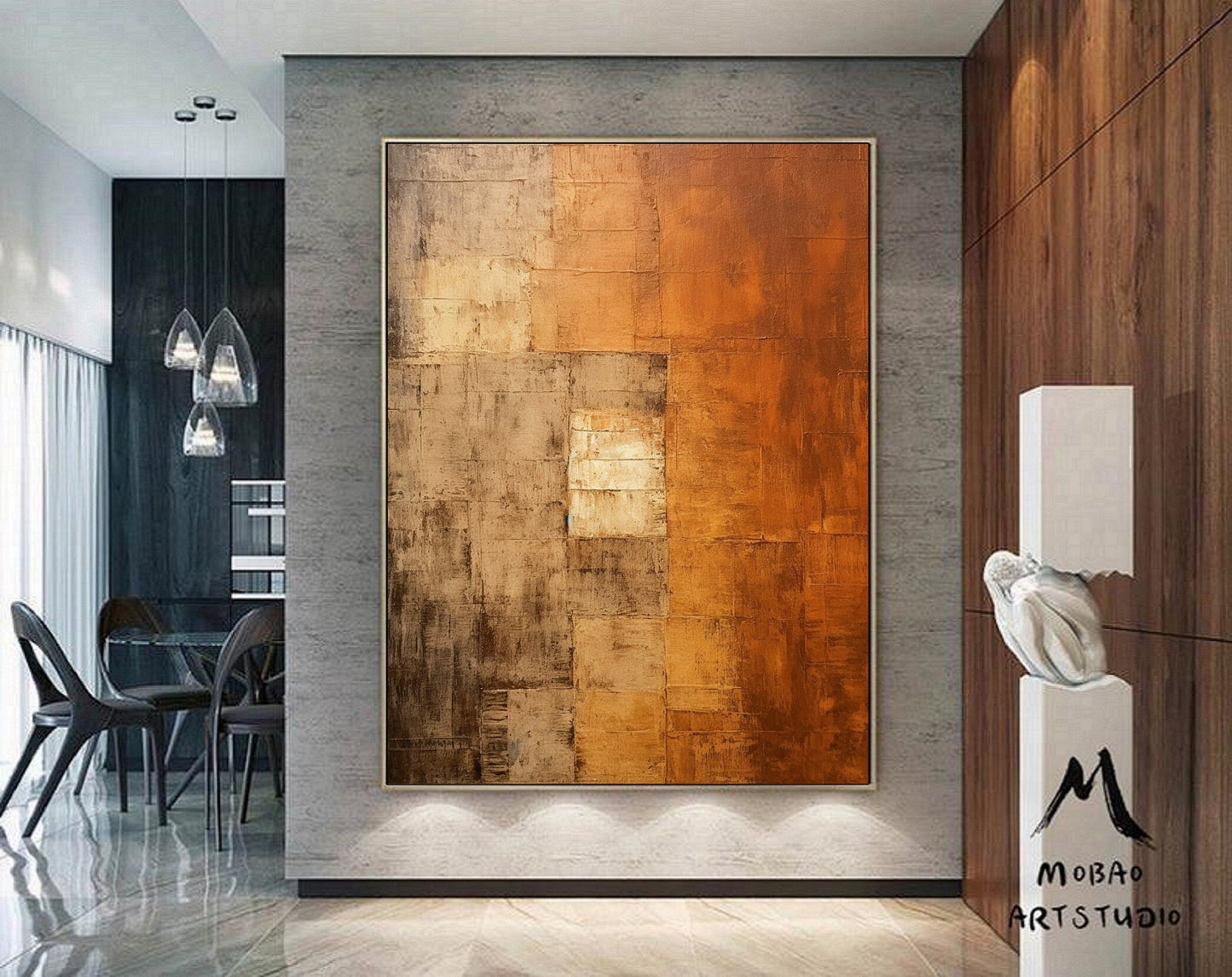 Orange Abstract Painting Brown Minimalist Art Orange 3D Texture Art Orange Abstract Art Brown Wall Art Brown Abstract Art Brown Wall Art