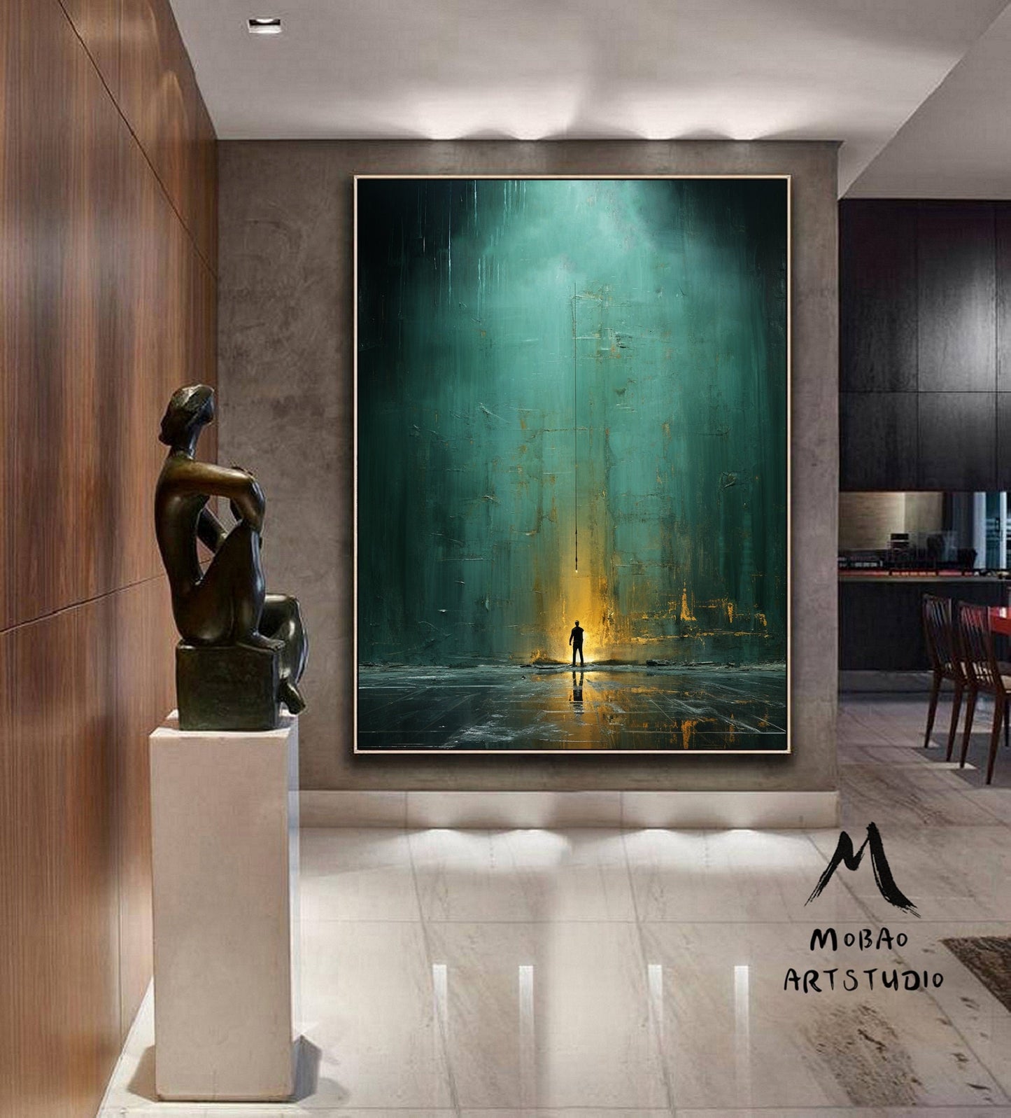 Green Minimalism Painting Green Wall Art Green Canvas Painting Green Abstract Art Green Canvas Wall Art Large Green Abstract Painting:Hope-1
