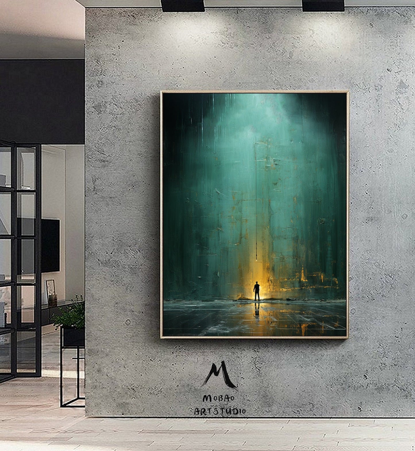 Green Minimalism Painting Green Wall Art Green Canvas Painting Green Abstract Art Green Canvas Wall Art Large Green Abstract Painting:Hope-1