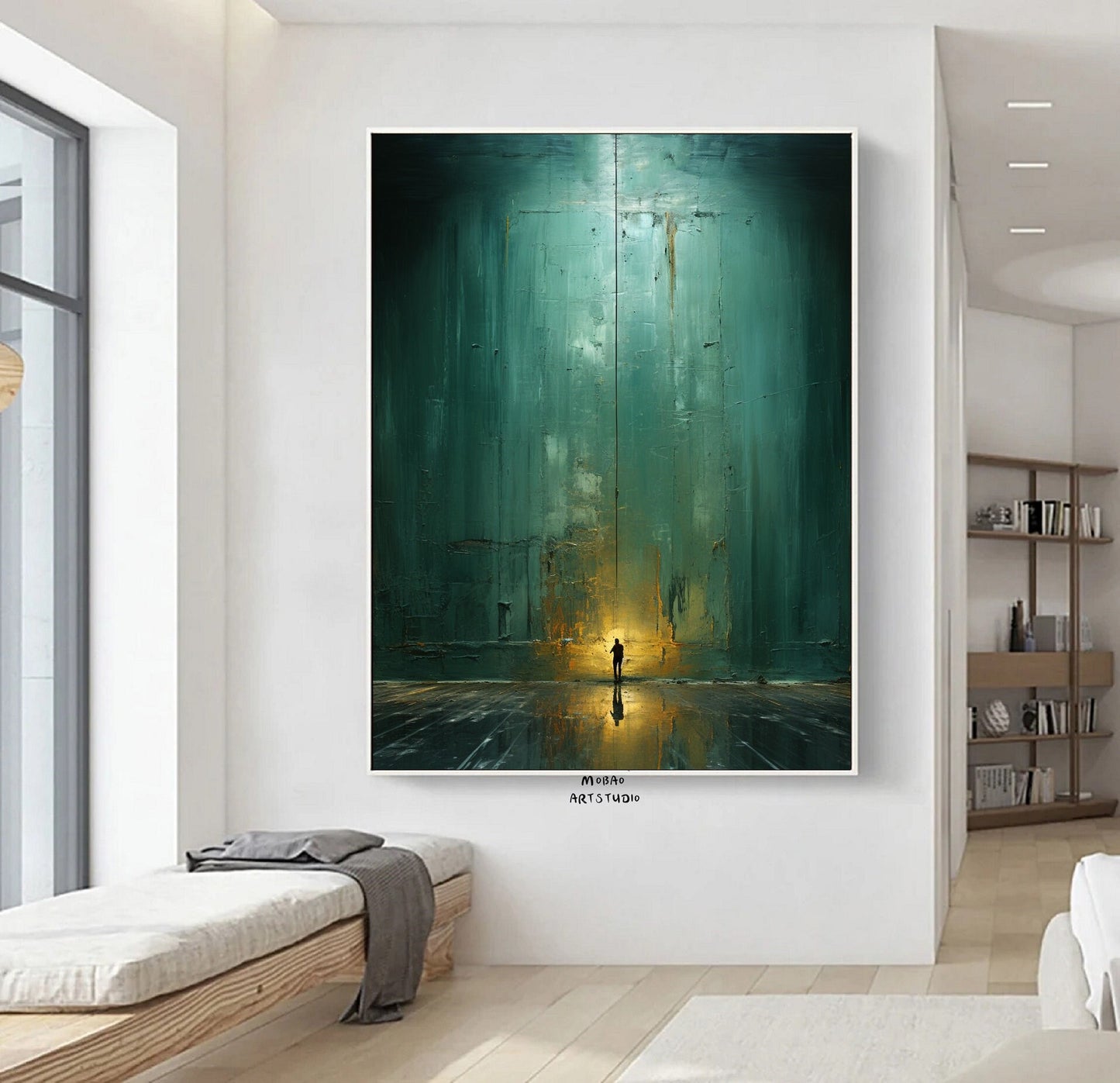Green Wall Art Green Canvas Painting Green Abstract Art Green Minimalism Painting Green Canvas Wall Art Large Green Abstract Painting:Hope-2