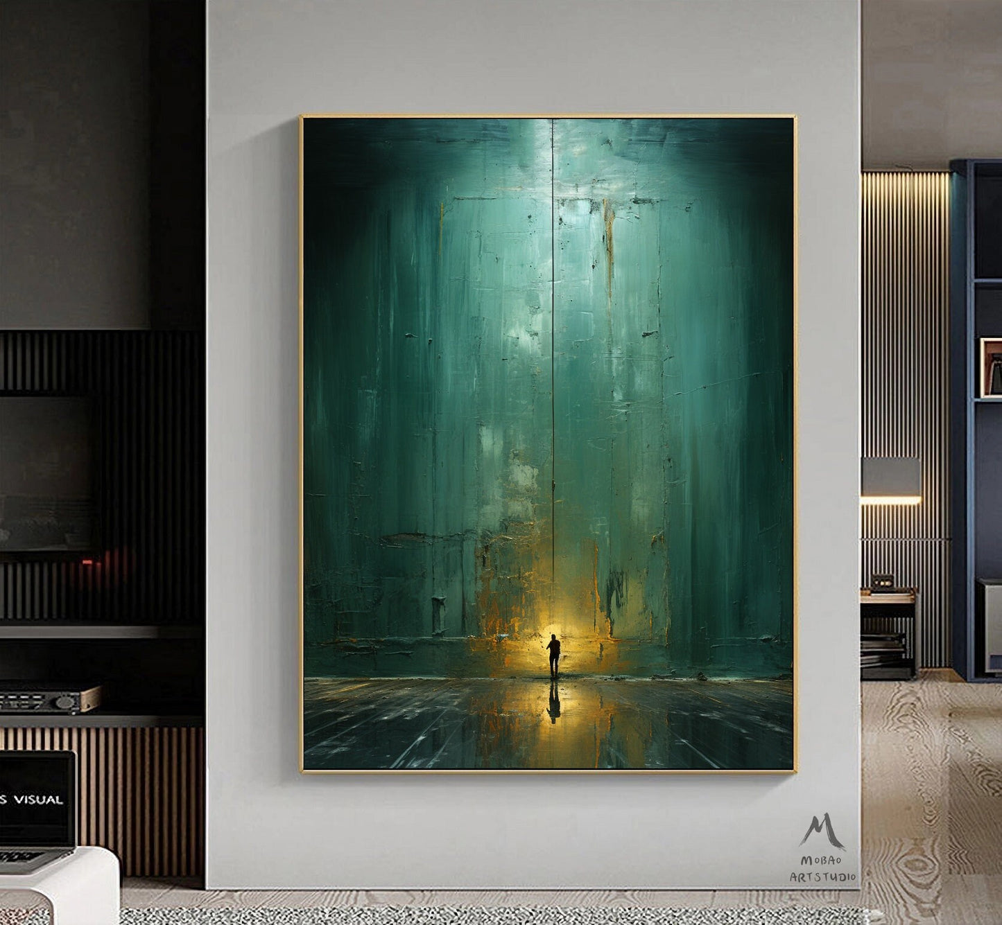 Green Wall Art Green Canvas Painting Green Abstract Art Green Minimalism Painting Green Canvas Wall Art Large Green Abstract Painting:Hope-2