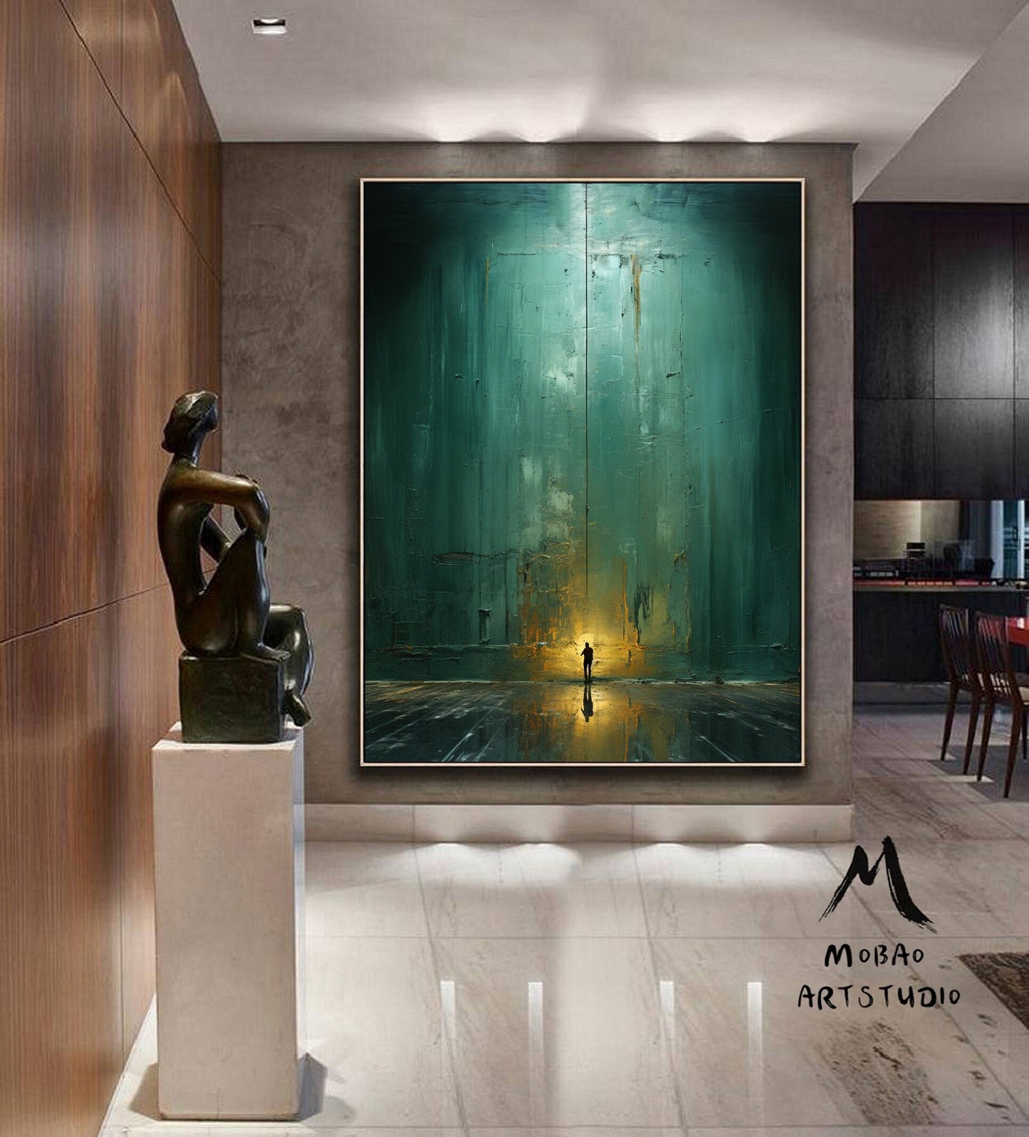 Green Wall Art Green Canvas Painting Green Abstract Art Green Minimalism Painting Green Canvas Wall Art Large Green Abstract Painting:Hope-2