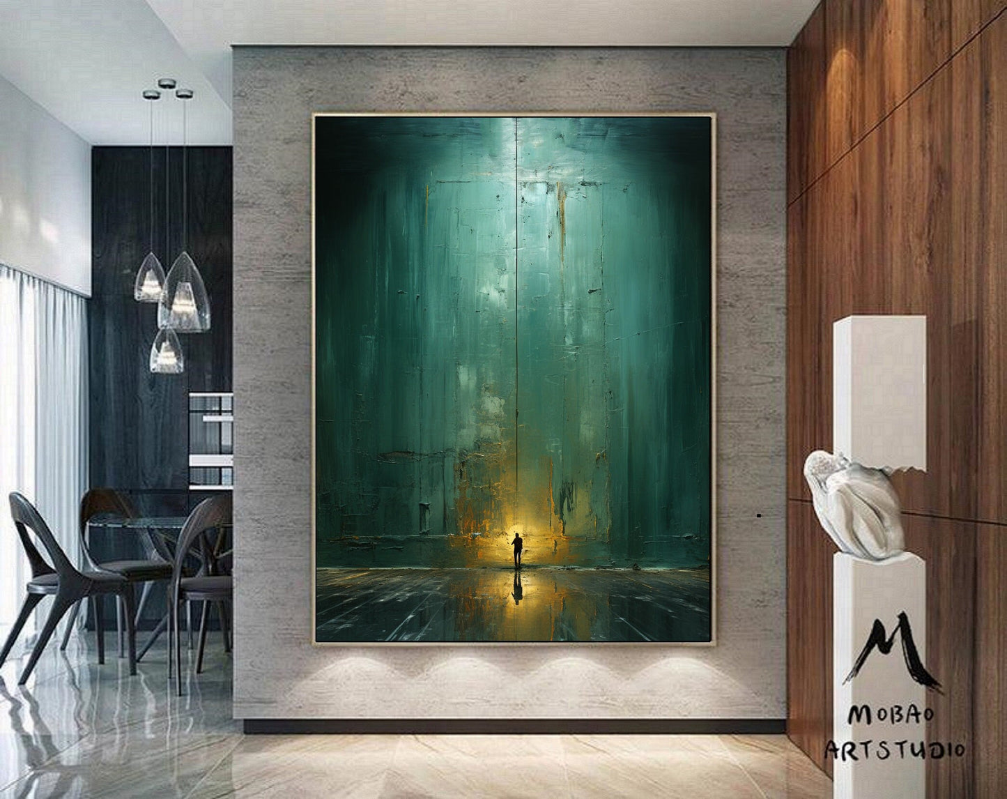 Green Wall Art Green Canvas Painting Green Abstract Art Green Minimalism Painting Green Canvas Wall Art Large Green Abstract Painting:Hope-2