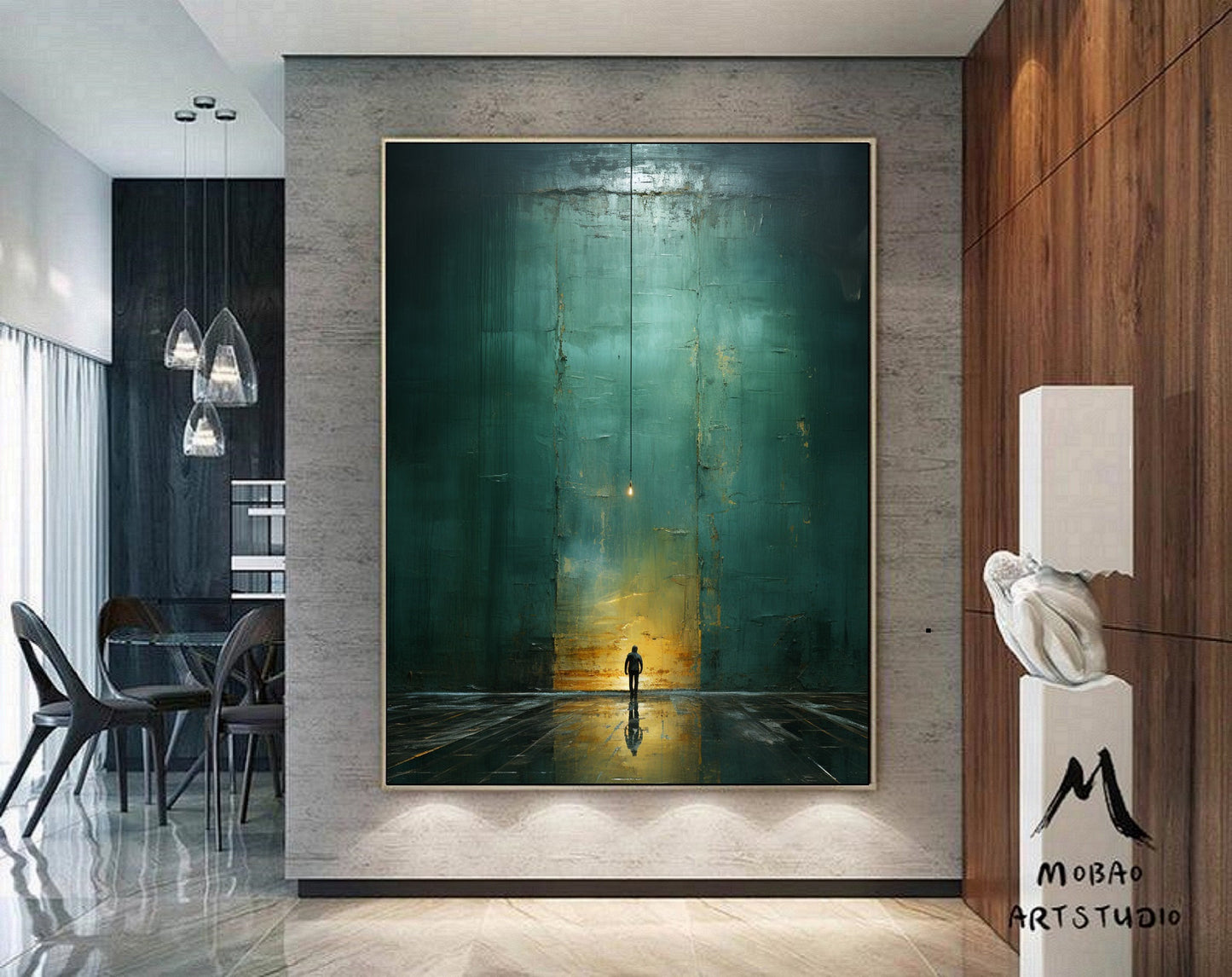 Large Green Abstract Painting Green Minimalism Painting Green Wall Art Green Canvas Painting Green Abstract Art Green Canvas Wall Art:Hope-4