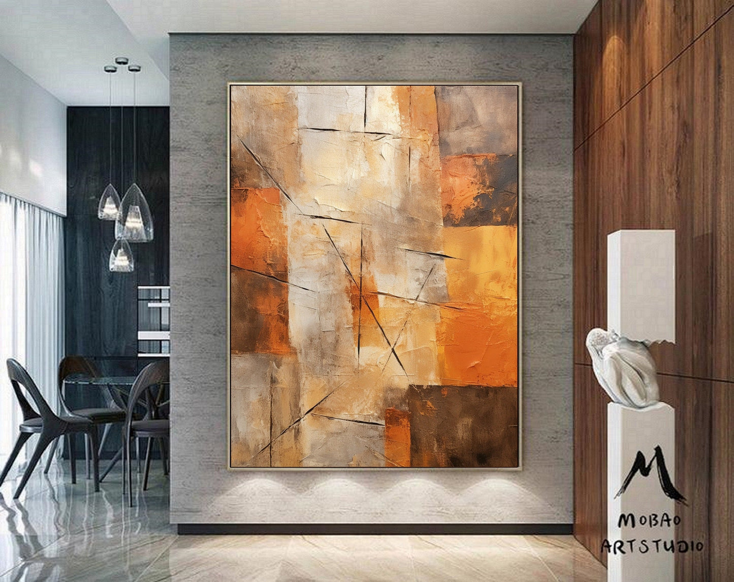 Orange Abstract Art Orange 3D Texture Art Beige Minimalist Art Beige Wall Art Orange Abstract Painting Orange Wall Art Modern Wall Art
