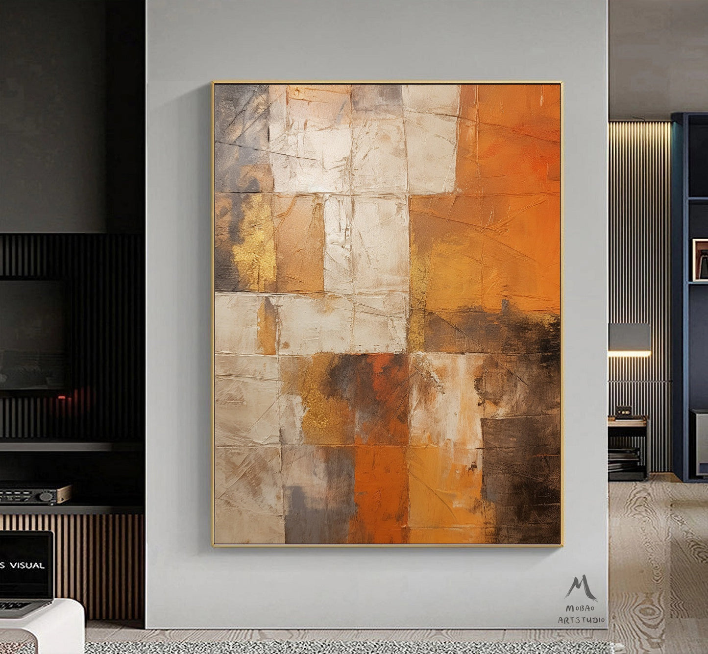 Orange Abstract Painting Orange 3D Texture Art Beige Minimalist Art Orange Abstract Art Beige Wall Art Orange Wall Art Modern Wall Art
