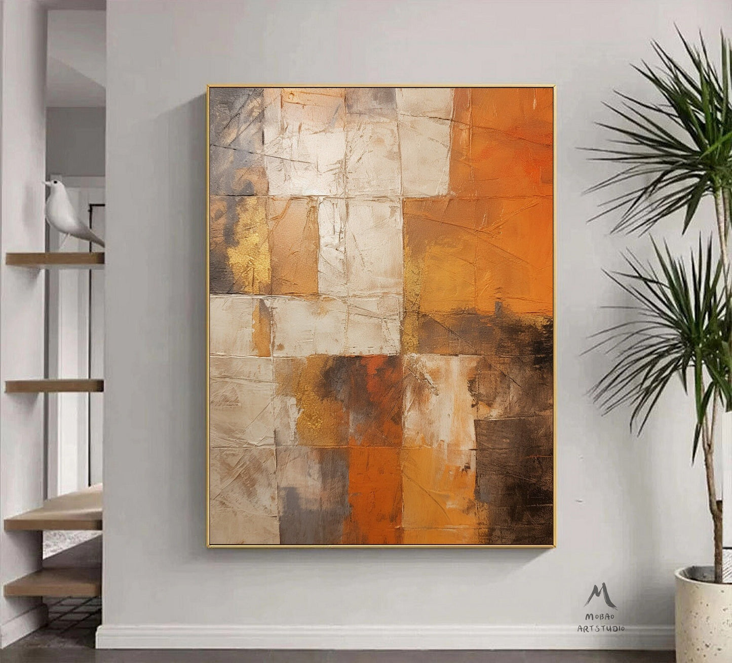 Orange Abstract Painting Orange 3D Texture Art Beige Minimalist Art Orange Abstract Art Beige Wall Art Orange Wall Art Modern Wall Art