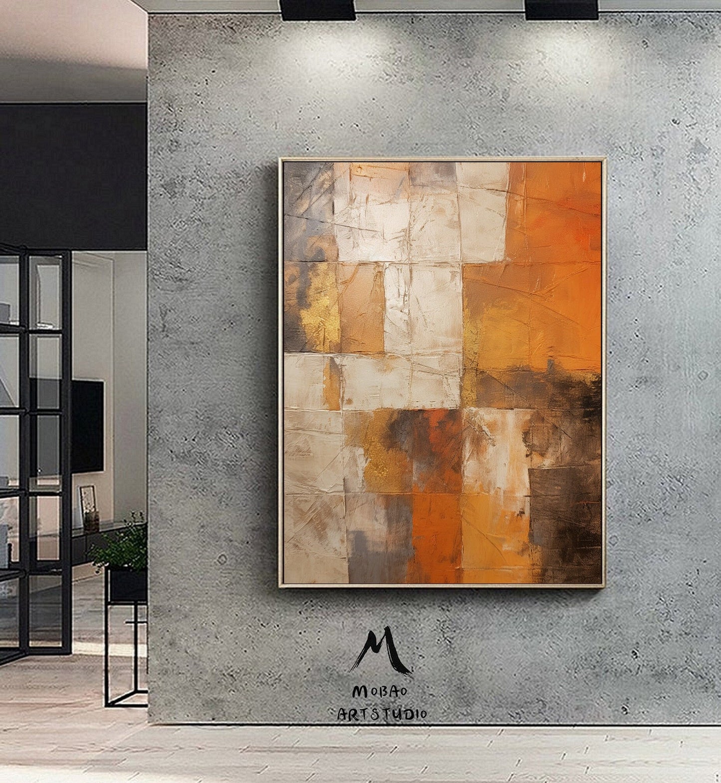 Orange Abstract Painting Orange 3D Texture Art Beige Minimalist Art Orange Abstract Art Beige Wall Art Orange Wall Art Modern Wall Art