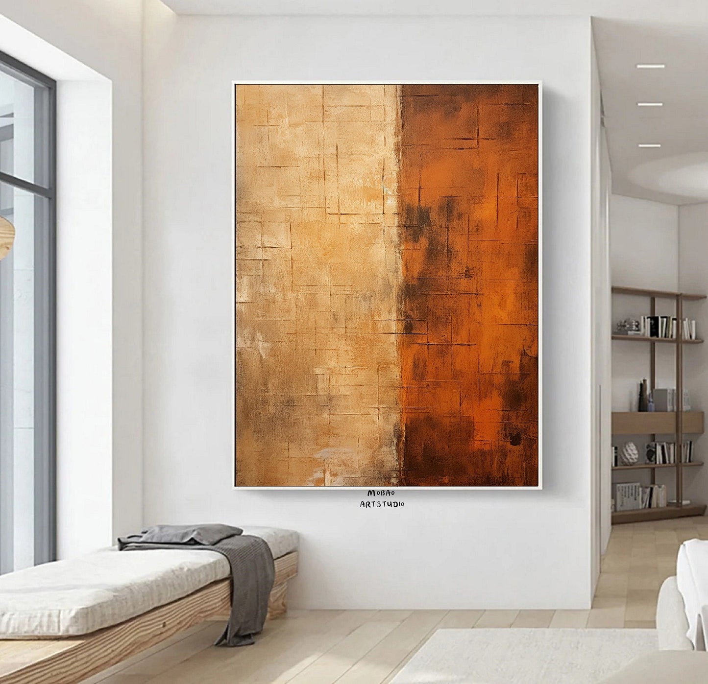Orange Abstract Painting Wabi Sabi Wall Art Orange Textured Wall Art Large Brown Canvas Painting Orange Wall Art Brown Canvas Wall Art