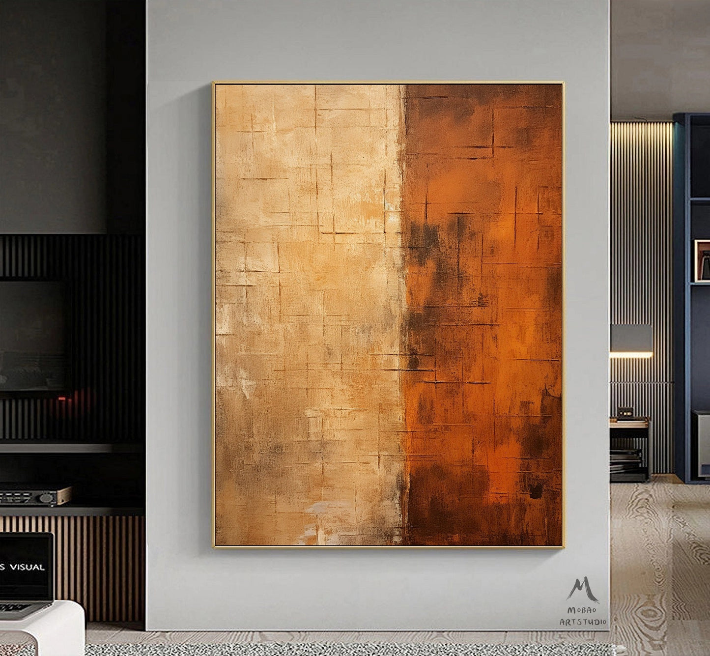 Orange Abstract Painting Wabi Sabi Wall Art Orange Textured Wall Art Large Brown Canvas Painting Orange Wall Art Brown Canvas Wall Art