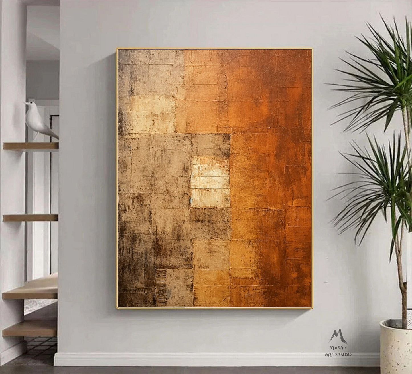 Orange Abstract Painting Brown Minimalist Art Orange 3D Texture Art Orange Abstract Art Brown Wall Art Brown Abstract Art Brown Wall Art