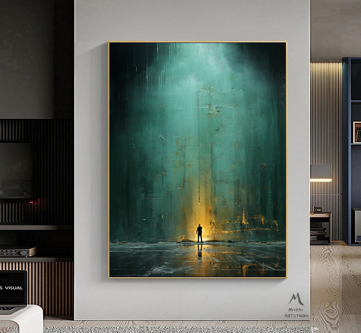 Green Minimalism Painting Green Wall Art Green Canvas Painting Green Abstract Art Green Canvas Wall Art Large Green Abstract Painting:Hope-1