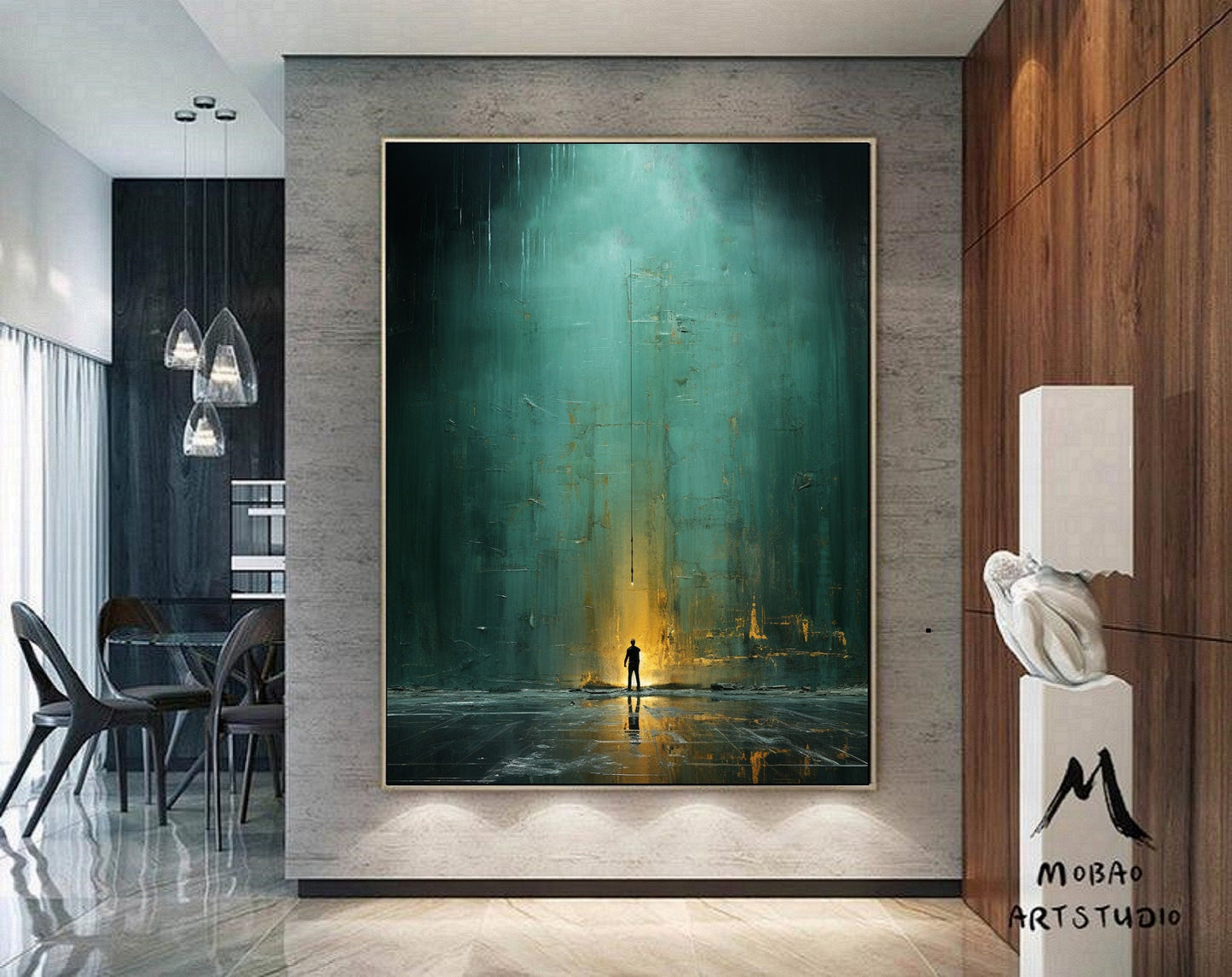 Green Minimalism Painting Green Wall Art Green Canvas Painting Green Abstract Art Green Canvas Wall Art Large Green Abstract Painting:Hope-1