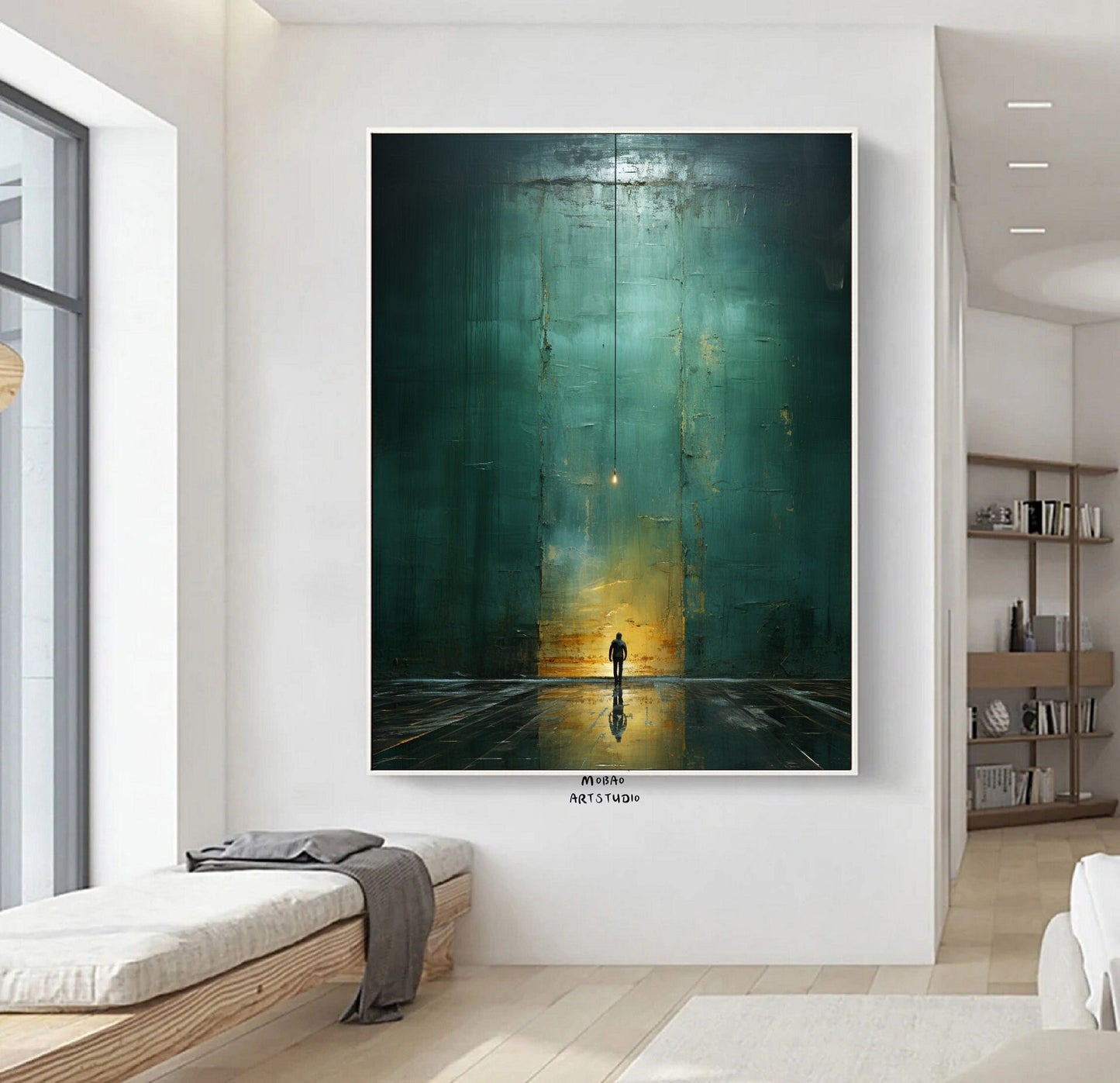 Large Green Abstract Painting Green Minimalism Painting Green Wall Art Green Canvas Painting Green Abstract Art Green Canvas Wall Art:Hope-4