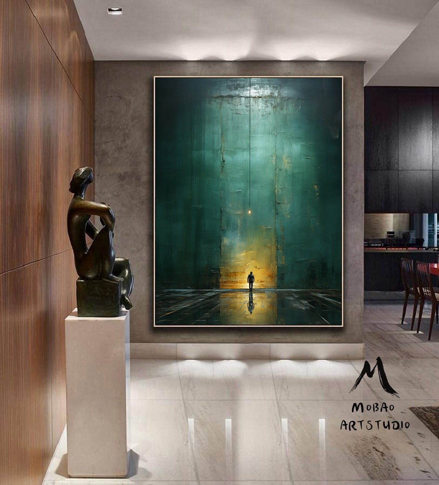 Large Green Abstract Painting Green Minimalism Painting Green Wall Art Green Canvas Painting Green Abstract Art Green Canvas Wall Art:Hope-4