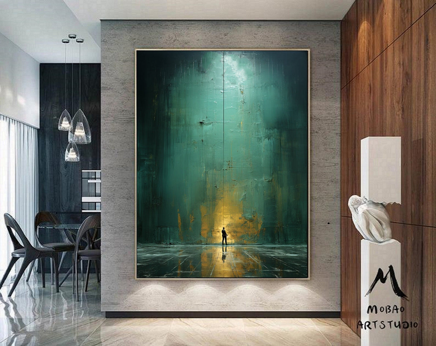Green Minimalism Painting Green Wall Art Green Canvas Wall Art Large Green Abstract Painting Green Canvas Painting Green Abstract Art:Hope-6