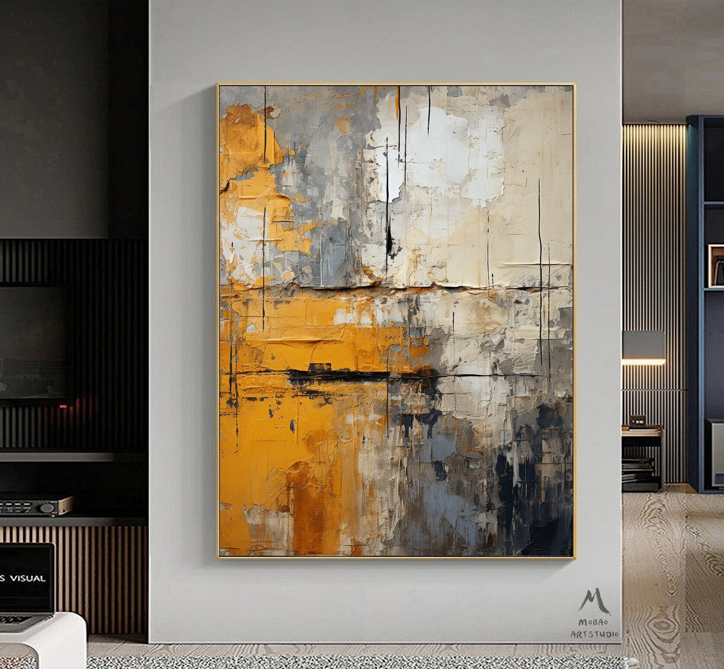 Large Texture Art Beige Wall Art Yellwo Abstract Wall Art Beige Canvas Wall Art Orange Minimalist Art Yellow Texture Art Gray Abstract Art
