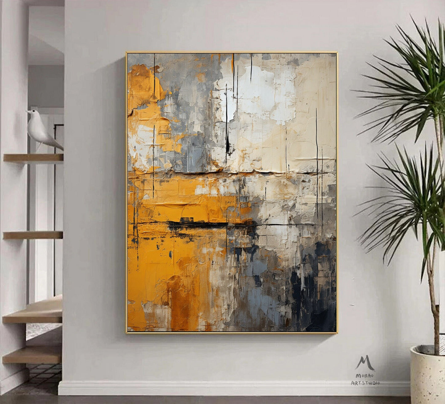 Large Texture Art Beige Wall Art Yellwo Abstract Wall Art Beige Canvas Wall Art Orange Minimalist Art Yellow Texture Art Gray Abstract Art