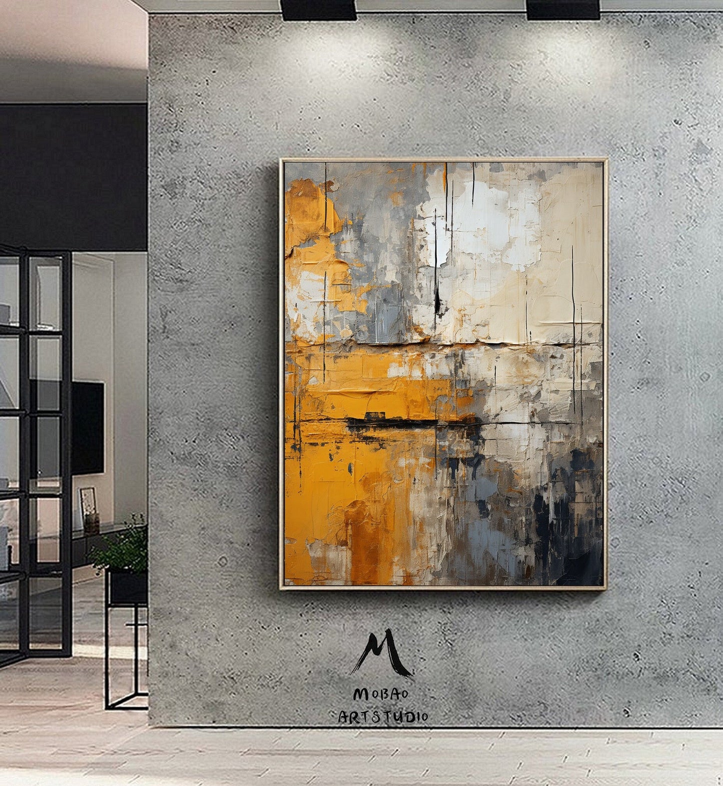 Large Texture Art Beige Wall Art Yellwo Abstract Wall Art Beige Canvas Wall Art Orange Minimalist Art Yellow Texture Art Gray Abstract Art