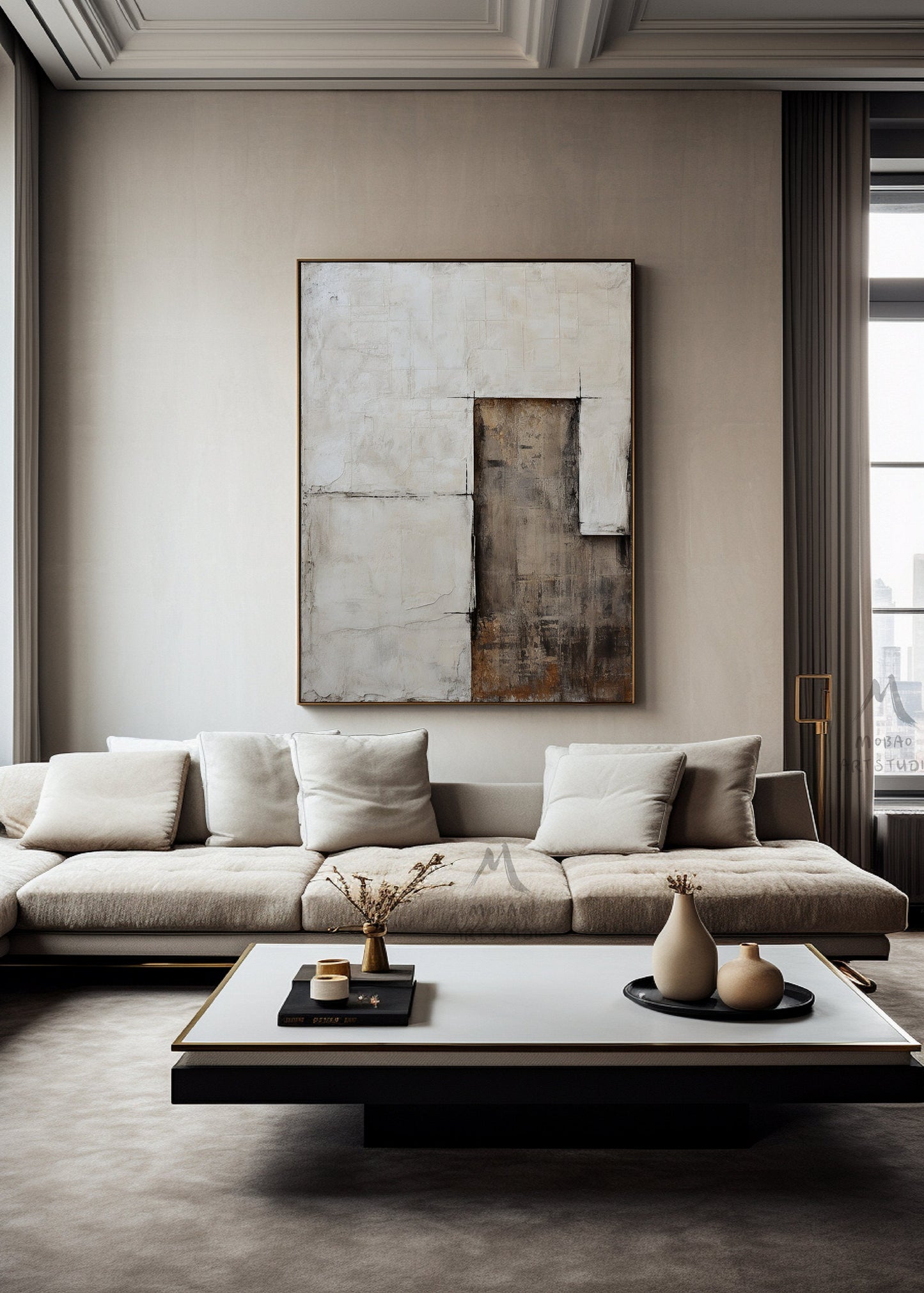 Wabi Sabi Wall Art Beige Wall Art Boho Wall Art Beige Minimalist Painting Brown Abstract Art Neutral Wall Art Large Texture Abstract Art