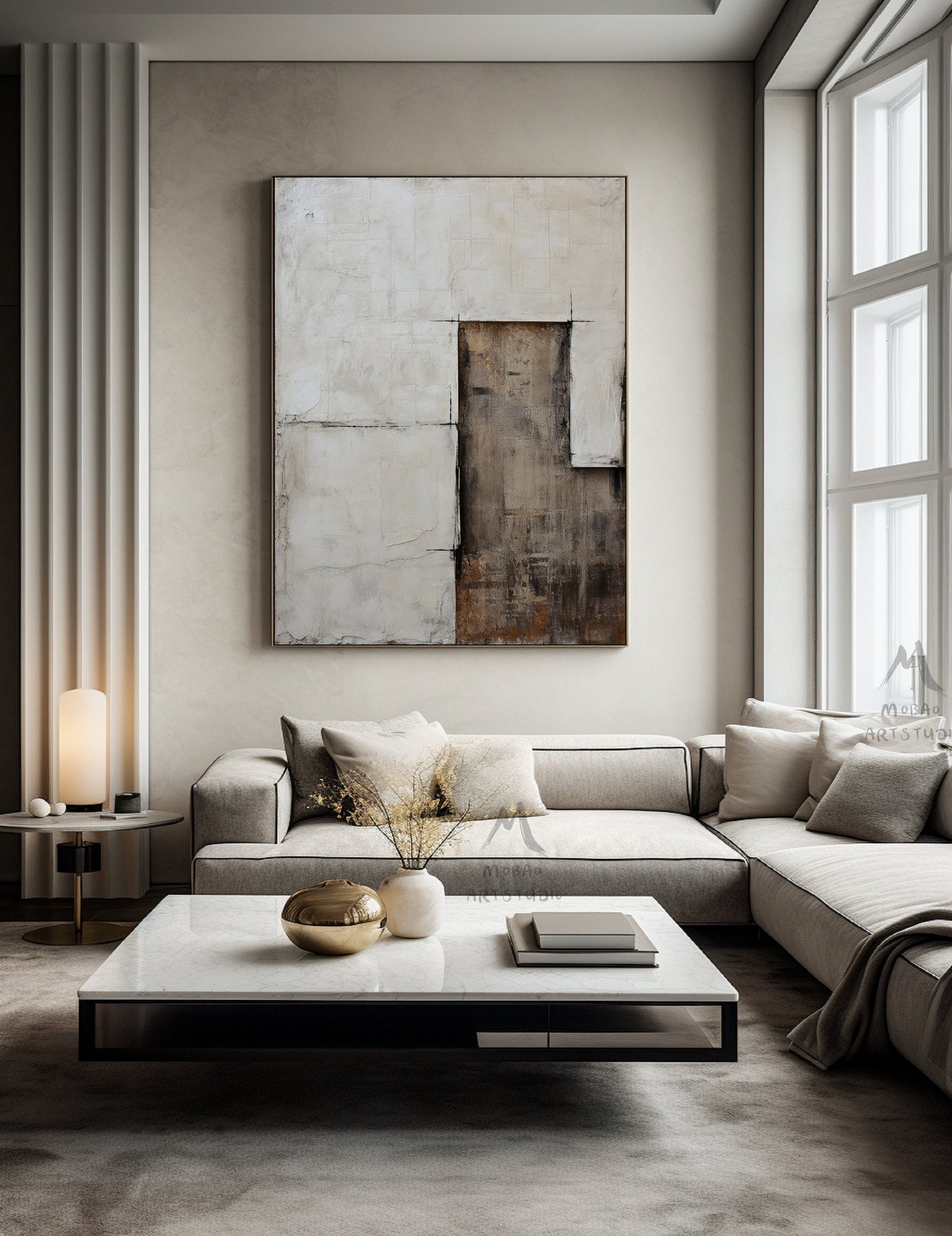 Wabi Sabi Wall Art Beige Wall Art Boho Wall Art Beige Minimalist Painting Brown Abstract Art Neutral Wall Art Large Texture Abstract Art