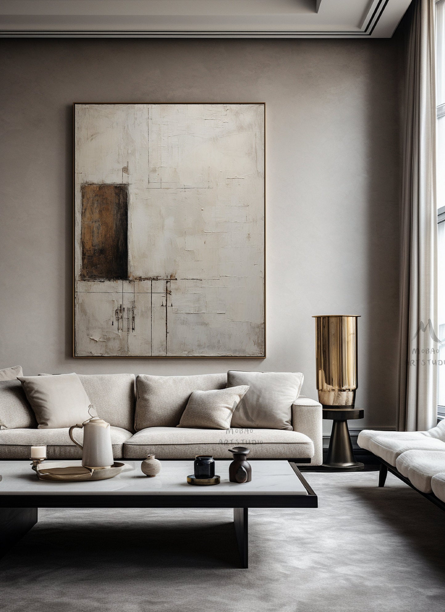Beige Wall Art Beige Minimalist Painting Boho Wall Art Wabi Sabi Wall Art Brown Abstract Art Neutral Wall Art Large Texture Abstract Art