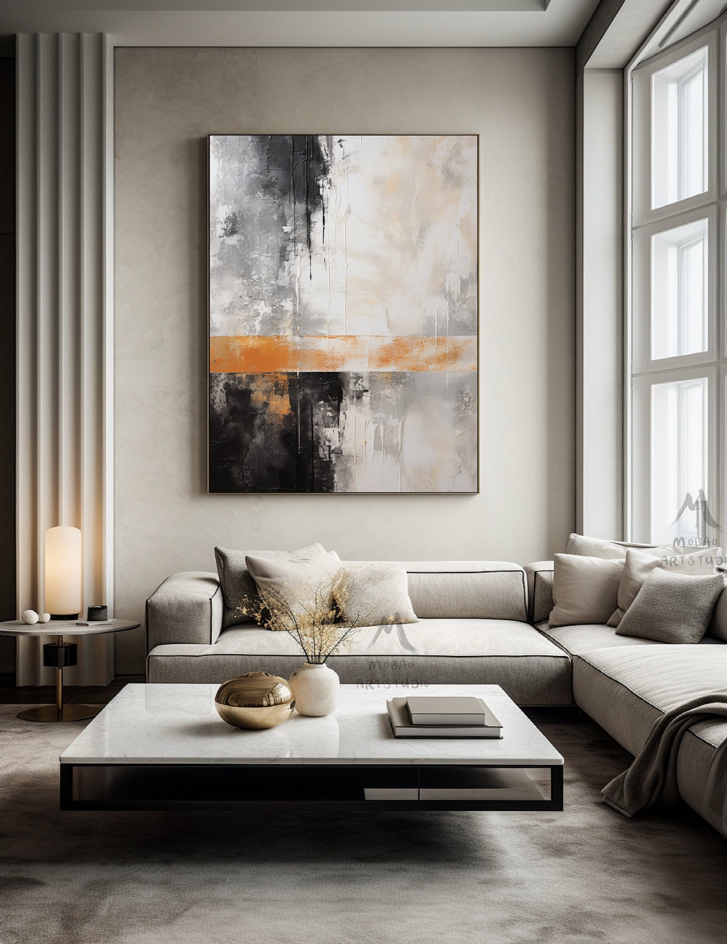 Boho Wall Art Gray Wall Art Neutral Canvas Art Wabi Sabi Wall Art Orange Wall Art Black Abstract Art Beige Abstract Art Beige Wall Art