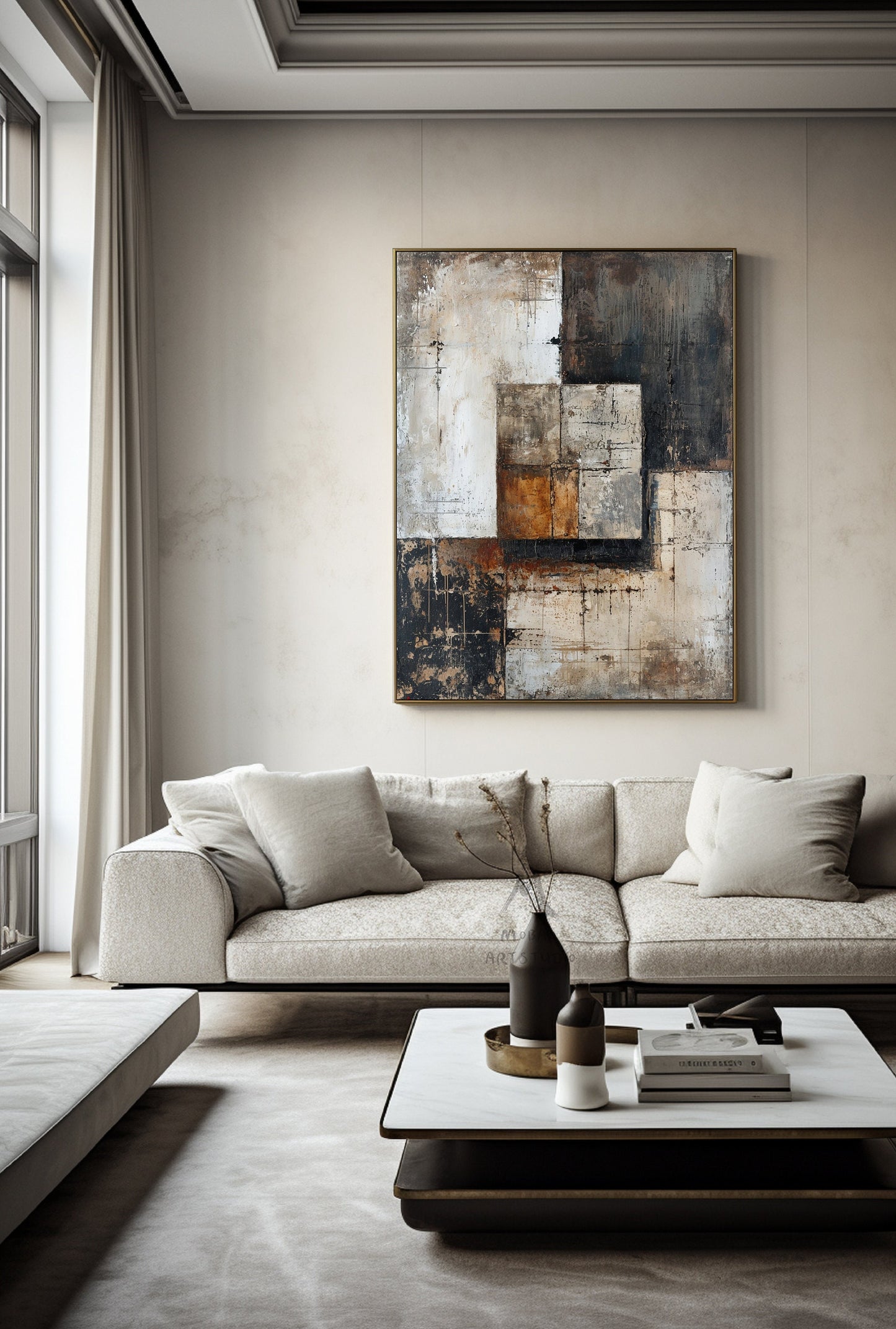 Beige Wabi Sabi Wall Art Brown Wall Art Brwon Minimalist Art Beige Canvas Wall Art Gray Abstract Wall Art Beige Wall Art Large Texture Art