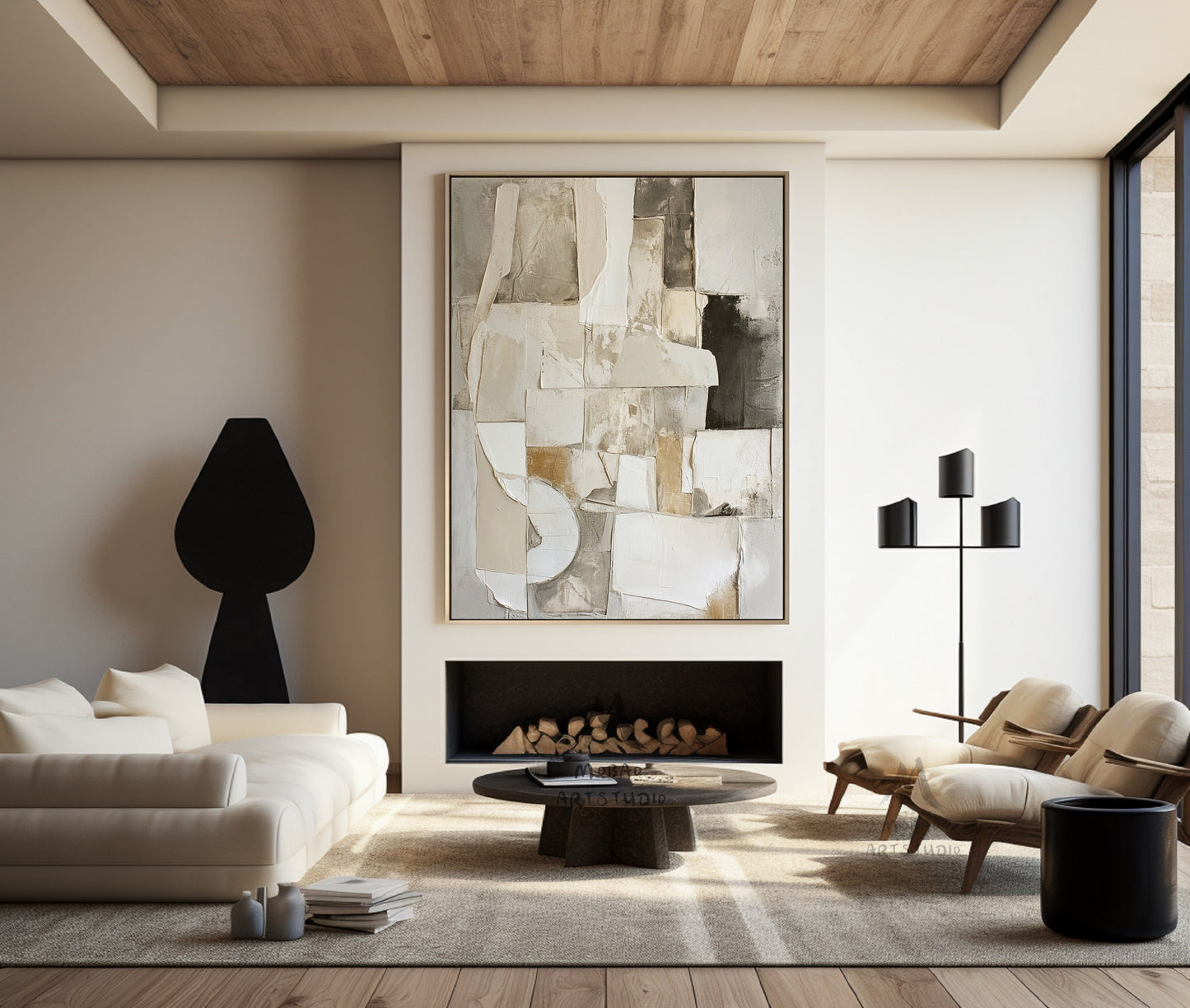 Beige Wabi Sabi Wall Art Boho Wall Art Beige Texture Art Gray Abstract Painting Beige Modern Wall Art Beige Wall Art Gray Texture Painting